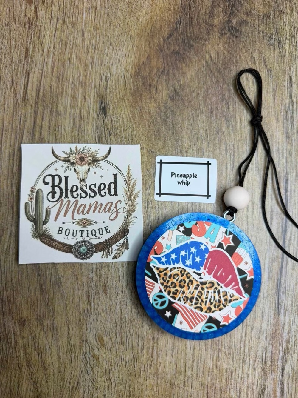 Blessed Mamas Boutique Patriotic Lip & Leopard Circle Car Freshie
